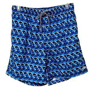 Speedo‎ Mens Swim Trunks XL Blue Board Shorts Geometric Print Beachy Cruisewear